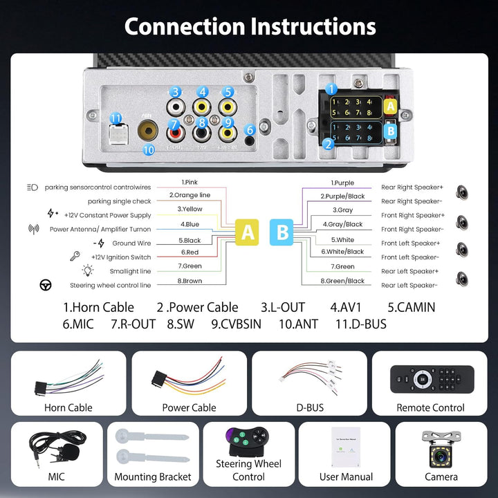 Hodozzy 1 Din RDS Autoradio mit Drahtlos Carplay Android Auto, 7 Zoll IPS Bildschirm,Unterstützt Blu