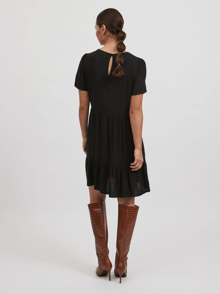 Vila Damen Vipaya S/S Dress-Noos Kleid 40 Schwarz, 40 Schwarz