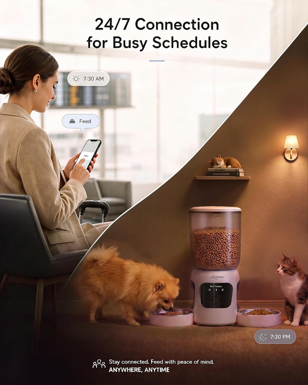 Smarter Futterautomat für Zwei Katzen, Doppelter Futterspender