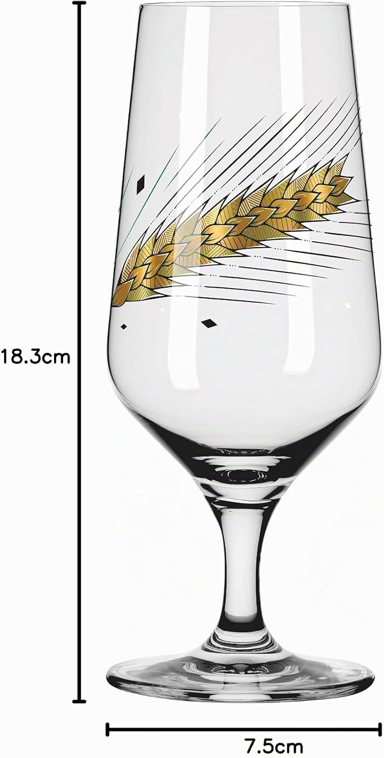 Ritzenhoff 3471003 Bierglas 300 ml – 2er Set – Serie Brauchzeit, Motiv Nr. 3 – Gerste, mehrfarbig –