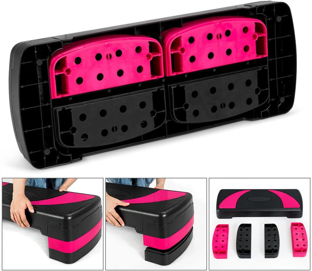 RELAX4LIFE Höhenverstellbarer Stepper mit 3 Stufen (10/15/ 20 cm), Steppbrett PP, Trainingsgerät mit