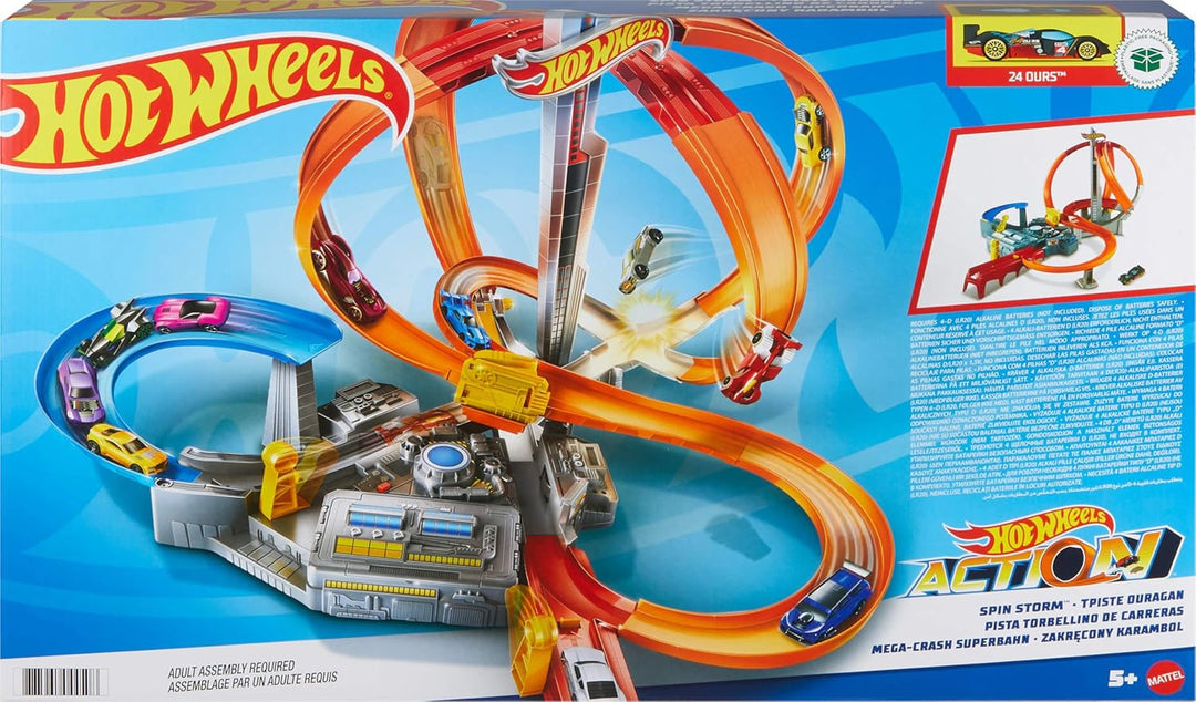 Hot Wheels Autorennbahn Mega Crash Superbahn, mit Looping Tracks und Kurven, inkl. 1 Spielzeugauto u