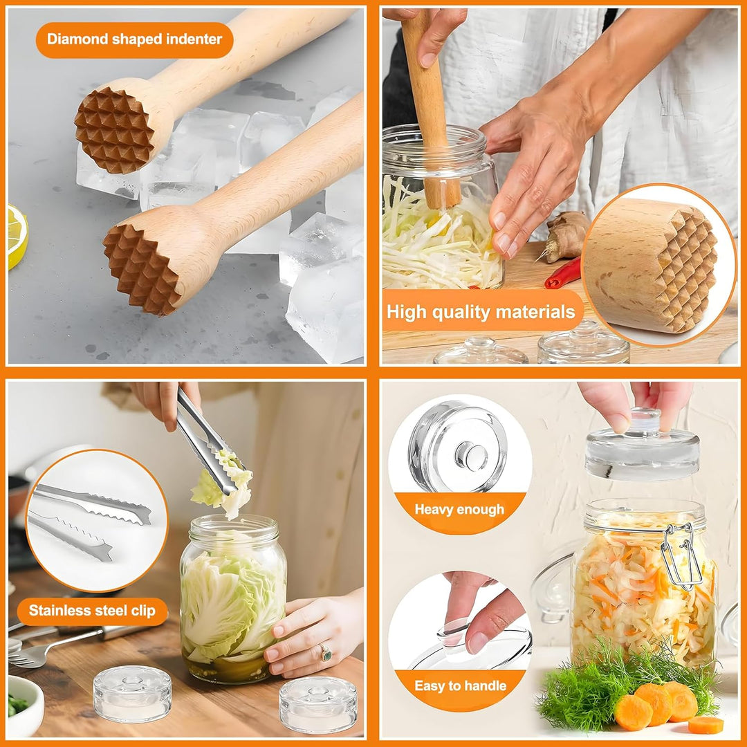Fermentieren Set, Transparent Glasgewichte, Feramentiergläser mit Gärventil und Gewicht, 4 Stück Fer