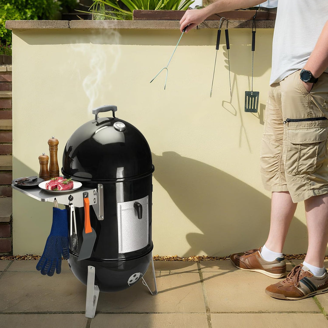 onlyfire Grill Beistelltisch für Weber Smoker Holzkohlengrill 47cm, Klappbar Grilltischregal, Edelst