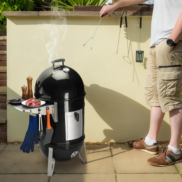 onlyfire Grill Beistelltisch für Weber Smoker Holzkohlengrill 47cm, Klappbar Grilltischregal, Edelst