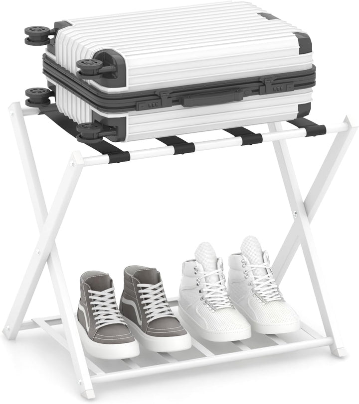 COSTWAY Kofferständer klappbar, Gepäckablage mit 2-Stöckiger Design, Kofferbock Gepäckständer Metall
