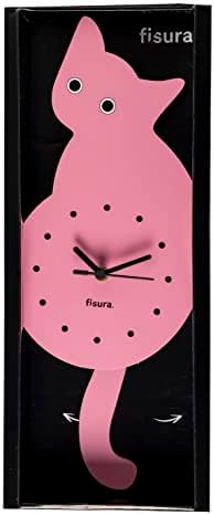 FISURA - Katzenuhr mit Schwanz. Original-Wanduhr. Leise Wanduhr 46 x 8 Zentimeter. Holz und ABS. 1 A