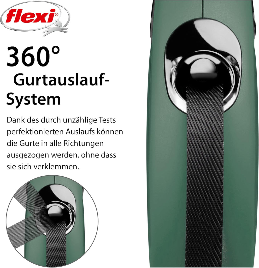 flexi® Classic S Gurt 5 m olivgrün, Roll-Leine für Hunde bis 15 kg
