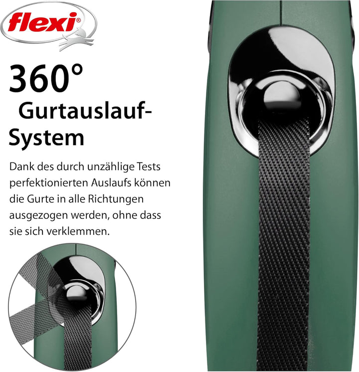 flexi® Classic S Gurt 5 m olivgrün, Roll-Leine für Hunde bis 15 kg