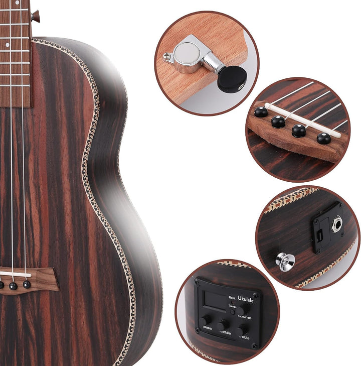 Batking Bariton Ukulele Elektrisch, 30 Zoll Backwood Baritone Ukulelen mit Halsspannstab mit Gitarre