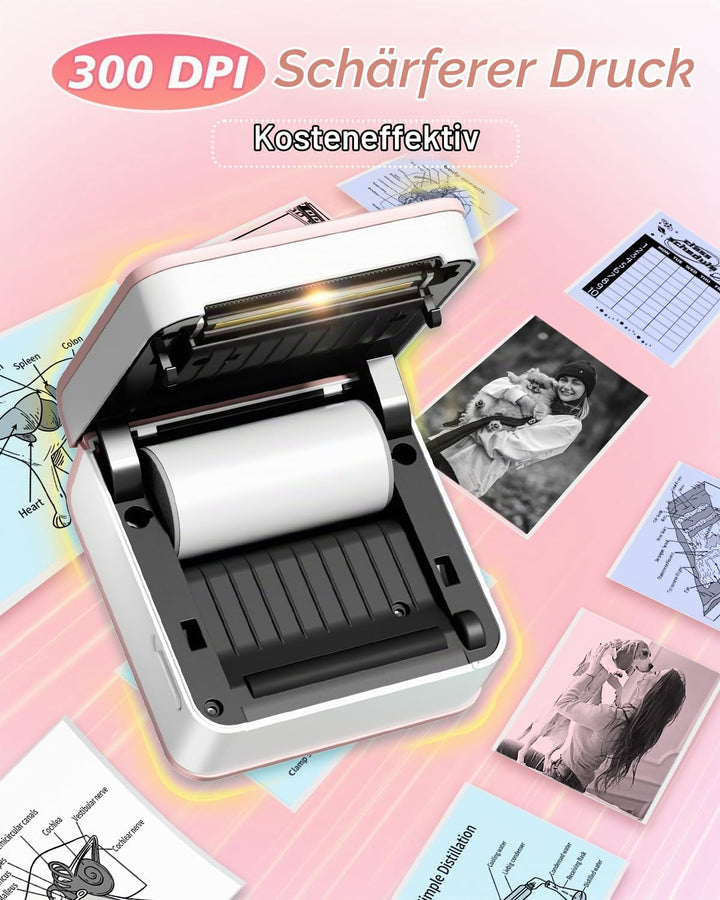 Phomemo Mini Thermodrucker – P2S Fotodrucker für Smartphone, Tragbarer Kabelloser Notizdrucker mit 3