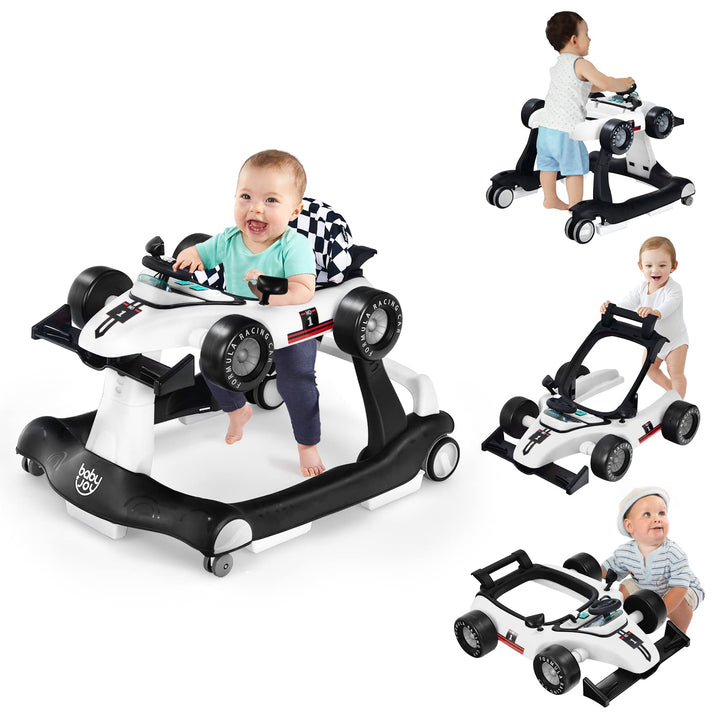 GOPLUS 4 in 1 Baby Lauflernhilfe, Lauflernwagen höhenverstellbar mit Licht &amp; Musik, Baby Walker Auto