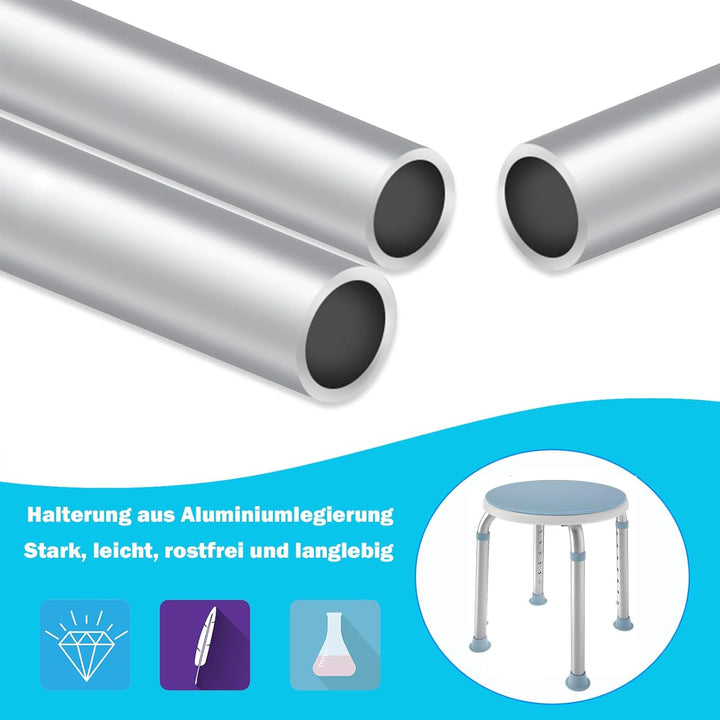 HENGMEI Anti-Rutsch Aluminium Duschhocker Höhenverstellbar Badhocker 360° Drehbar rund Duschstuhl Ba