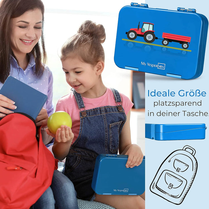 My Vesperbox – Len - Bento Box Kinder - Lunchbox mit 4+2 Fächern - extrem robust – Brotdose – Brotbo