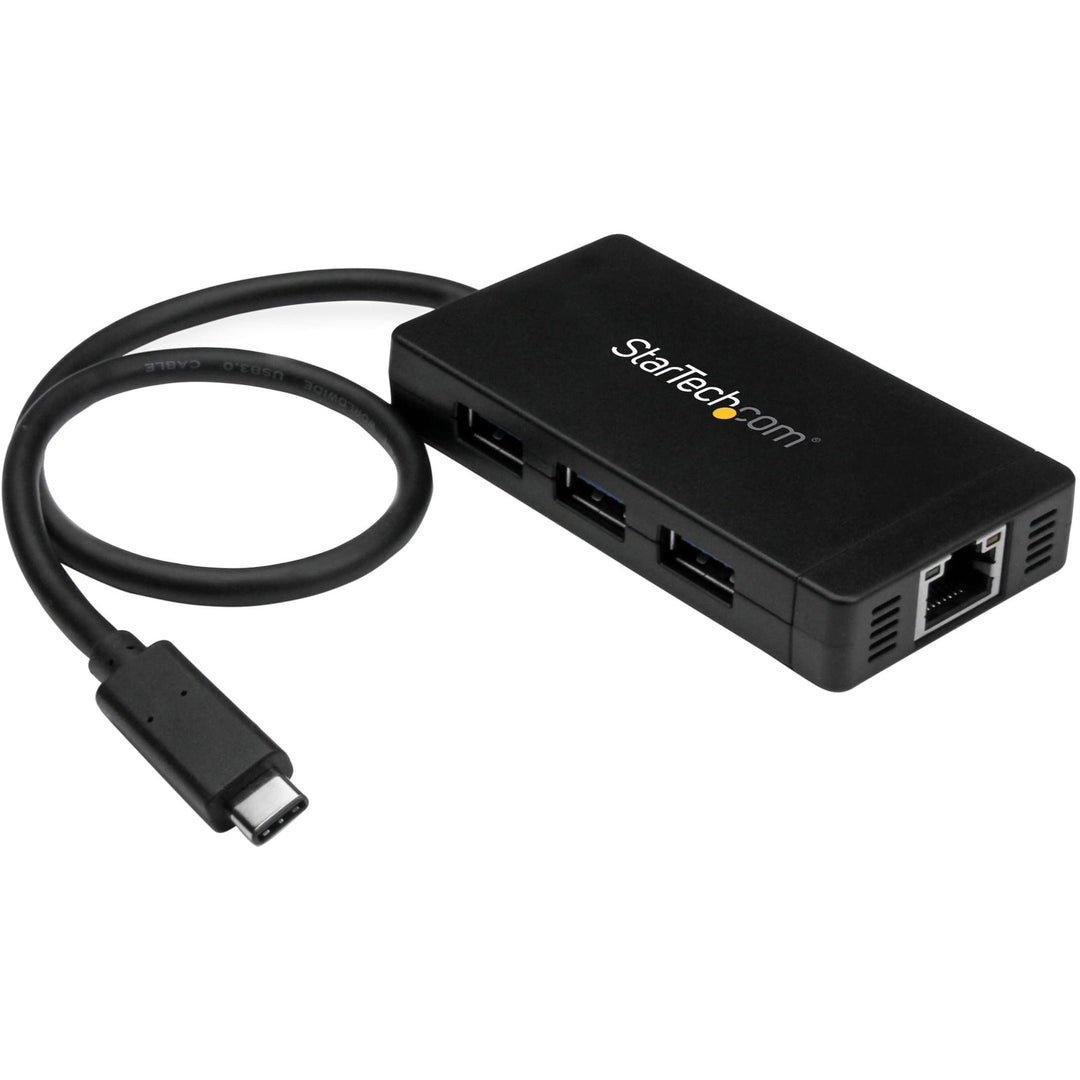 StarTech.com 3 Port USB 3.0 Hub mit USB-C und Gigabit Ethernet - inklusive Netzteil - USB C Hub - US