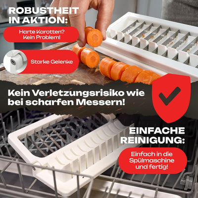 Currywurstschneider für zu Hause | schnelle & gleichmässige Würstchenscheiben | Langlebige Gelenke +