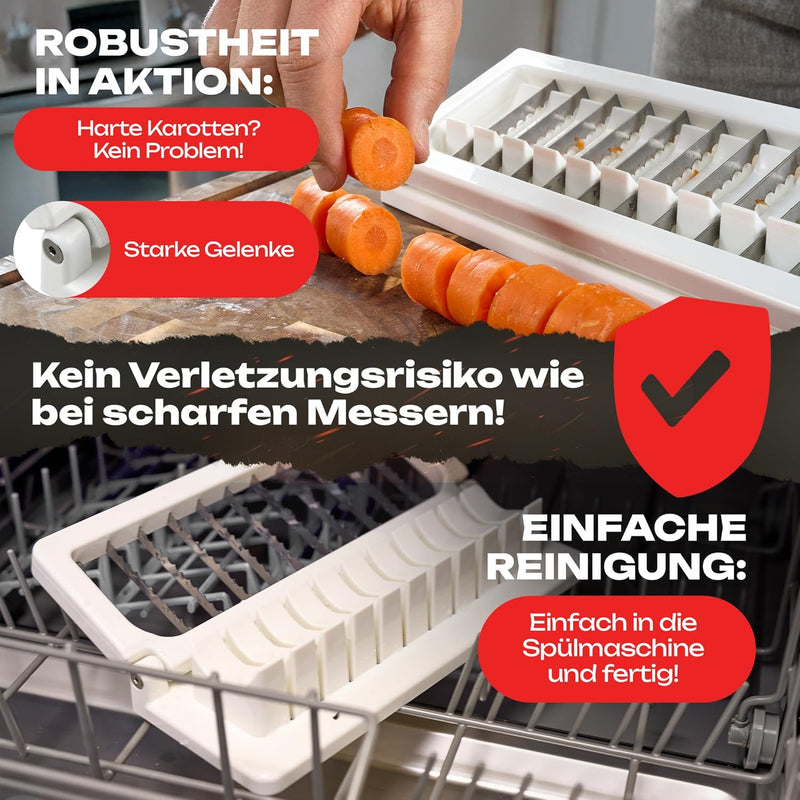 Currywurstschneider für zu Hause | schnelle & gleichmässige Würstchenscheiben | Langlebige Gelenke +