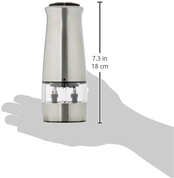 Kesper elektrische Pfeffer und Salzmühle aus Edelstahl in der Farbe Silber Grösse: 6,5x6x20 cm, 1372