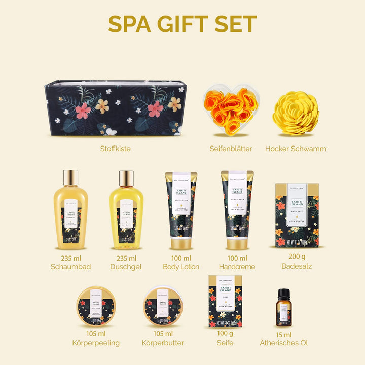 Spa Luxetique Geschenke für Frauen-12tlg Tahiti Insel Bade Geschenkset mit ätherischem Öl, Weihnacht