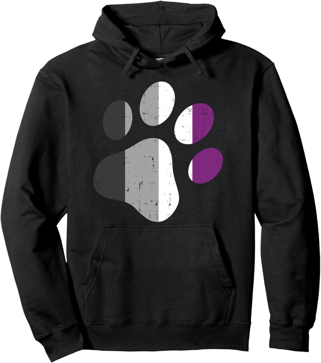 Dog Paw Print LGBTQ Asexual Flag Ace Pride Ally Dog Lover Pullover Hoodie
