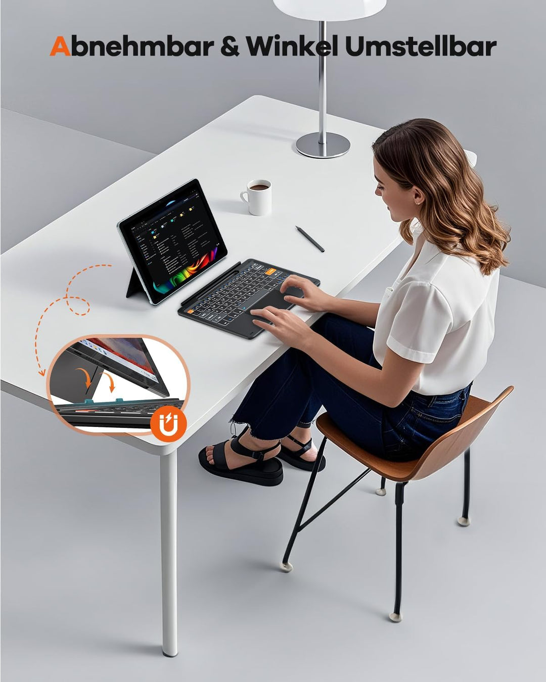 Doohoeek Bluetooth Tastatur für Surface Pro 12 2025, Kabellose Beleuchtete Tastatur, Ultraslim Keybo