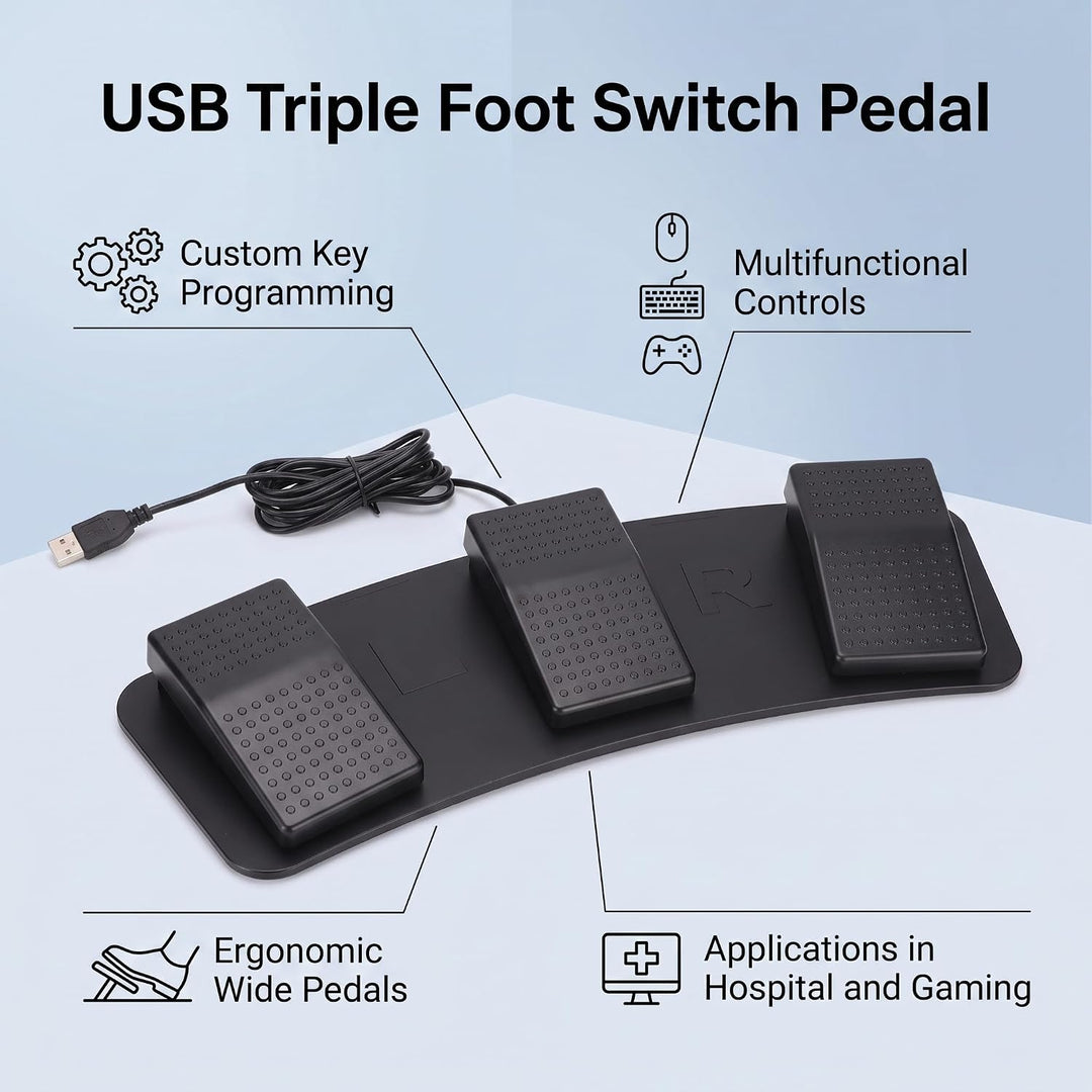 Yosoo Gear USB Dreifach-Fuss Schalter Pedal PC Dreifach-Fuss Schalter Programmier Bares Computer-Fus
