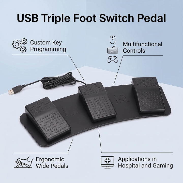 Yosoo Gear USB Dreifach-Fuss Schalter Pedal PC Dreifach-Fuss Schalter Programmier Bares Computer-Fus