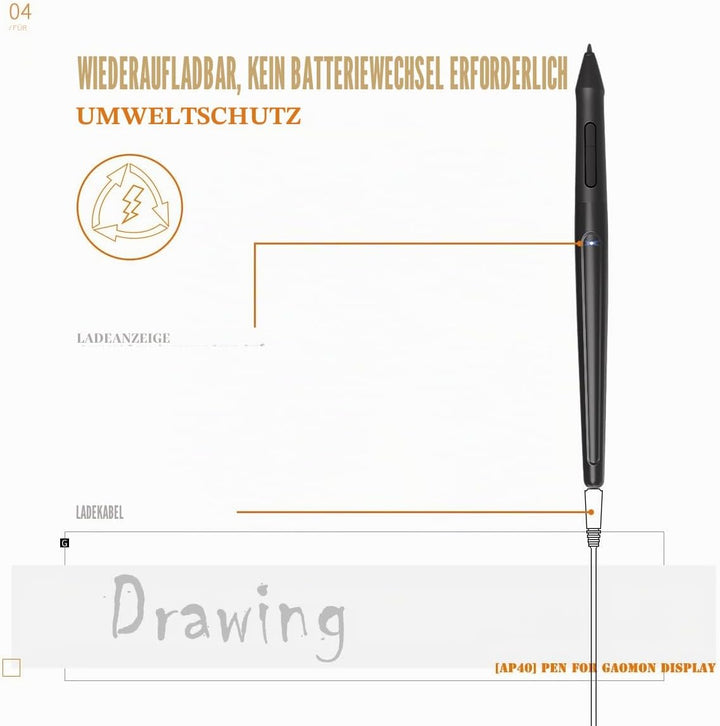 GAOMON ArtPaint AP40 Wiederaufladbare Stift PD1560