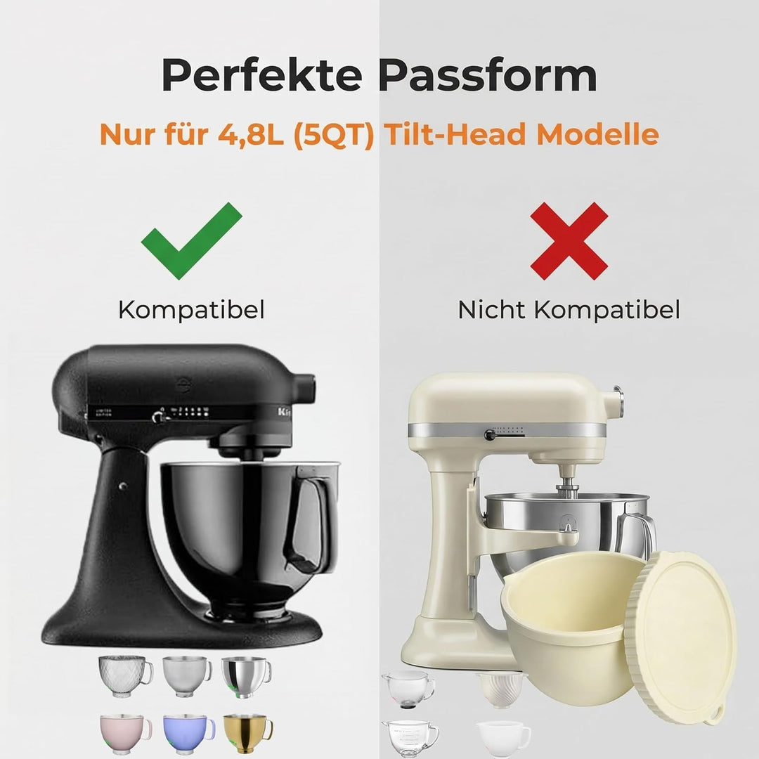 Aktualisierung Silikoneinsatz für KitchenAid 5L 600g mit Skala, Silikon-Einsätze für Küchenmaschinen