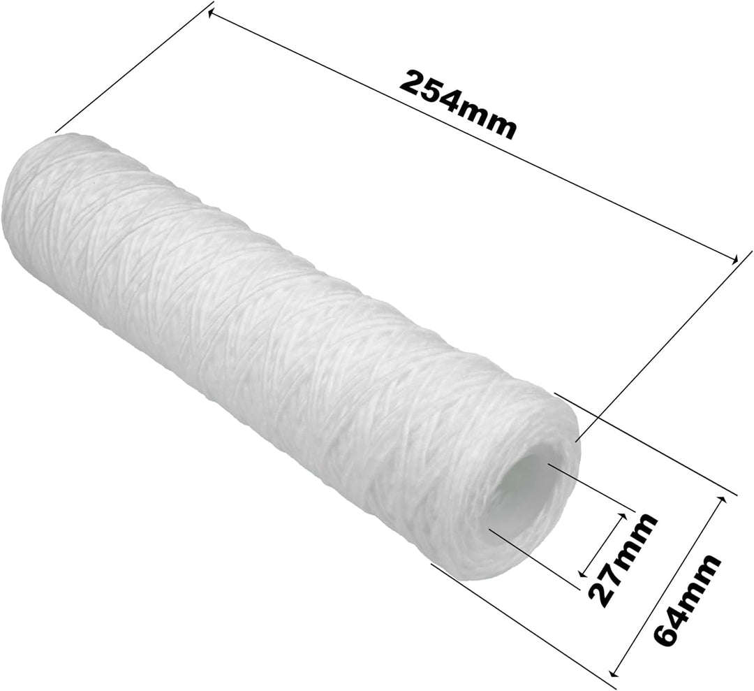 6x Faser- Filter Wasserfilter für 10 Zoll Filtergehäuse gewickelte Filtereinsatz 20µ Filterfeinheit