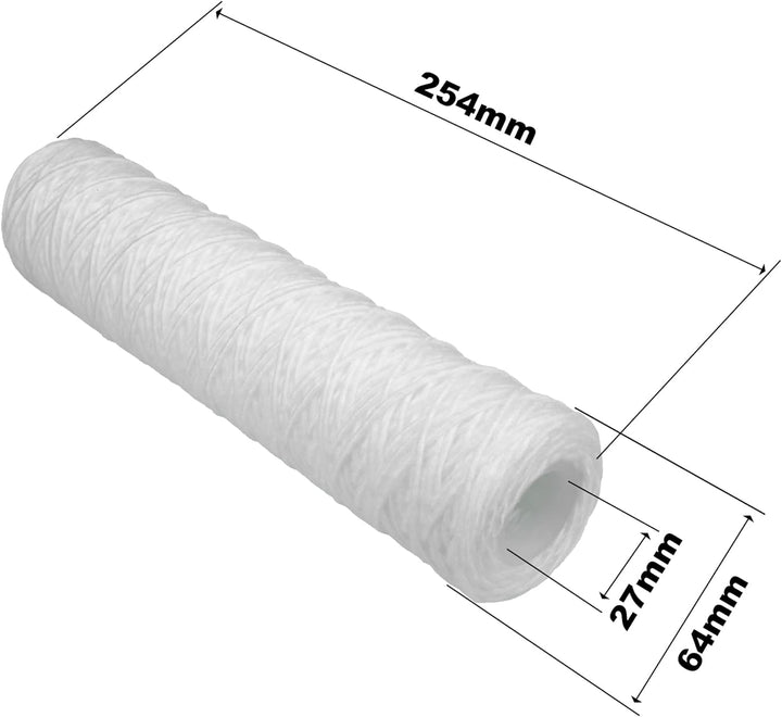 6x Faser- Filter Wasserfilter für 10 Zoll Filtergehäuse gewickelte Filtereinsatz 20µ Filterfeinheit