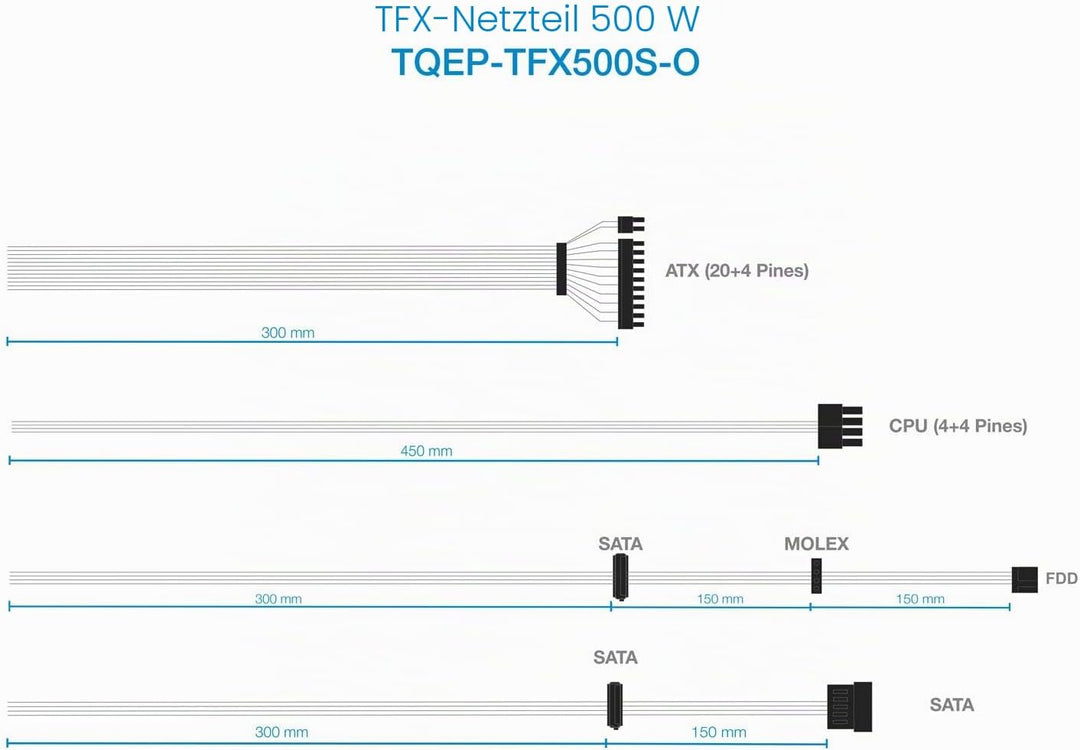 TooQ TQEP-TFX500S-O - 500 W Ecopower II Netzteil TFX 12V V1.3 OEM Silent Fan