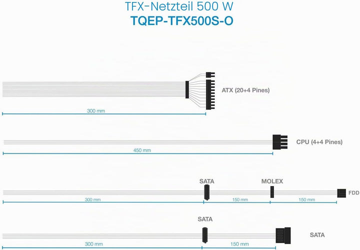 TooQ TQEP-TFX500S-O - 500 W Ecopower II Netzteil TFX 12V V1.3 OEM Silent Fan