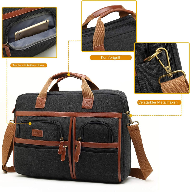 CoolBELL Laptop Aktentasche 17,3 Zoll schützend Messenger Bag Umhängetasche Herren Businesstasche Ar