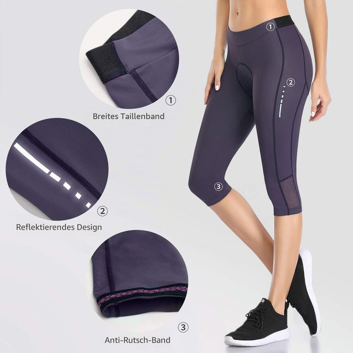 Santic Damen 3/4 Radhose Radsportshorts Gepolstert Fahrradhose Frauen Radsport-Leggings Tights Sitzp
