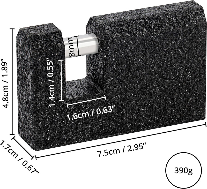 Kurtzy (2er Pack) Strapazierfähiges Vorhängeschloss Set mit Schlüsseln - 8 mm Dicker Bügel - Monoblo