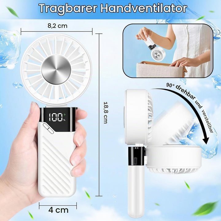 Feebee Handventilator,USB Ventilator Leise Klein Mini Ventilator Tragbarer Tischventilatoren Akku mi