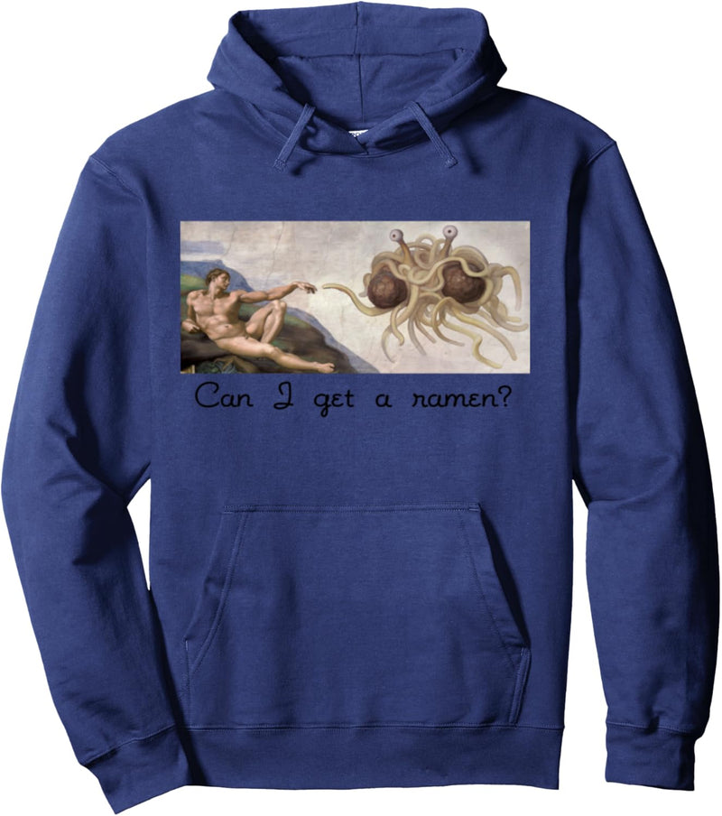 Komisch Kann ich Ramen bekommen? Fliegendes Spaghettimonster Pullover Hoodie