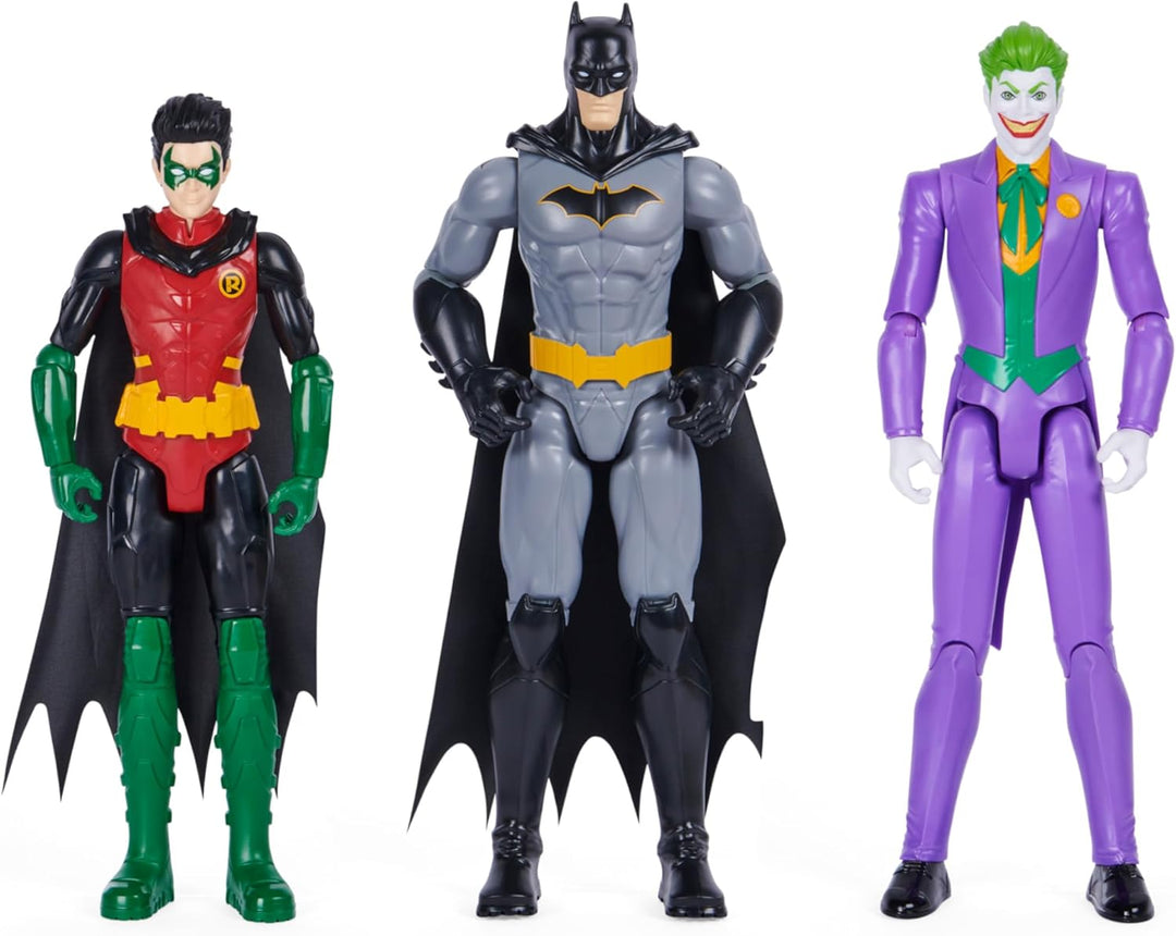 Spin Master Batman 30cm Figuren-Set aus Batman (Rebirth), Robin und Joker, inkl. Stoffumhang, origin