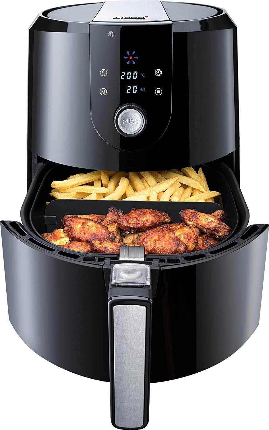 Steba Heissluft-Fritteuse mit 5,2 Liter Volumen, antihaftbeschichteter Frittierkorb, Warmhaltefunkti