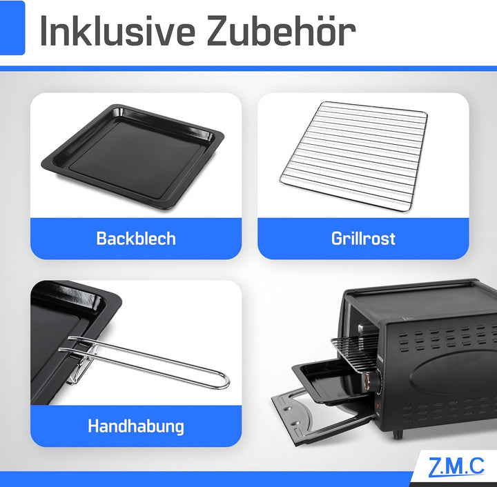 ZMC Mini Tandoor 2100W 22L - Minibackofen für Lahmacun, Pizza, Naan und Brot. Inklusive Backblech un