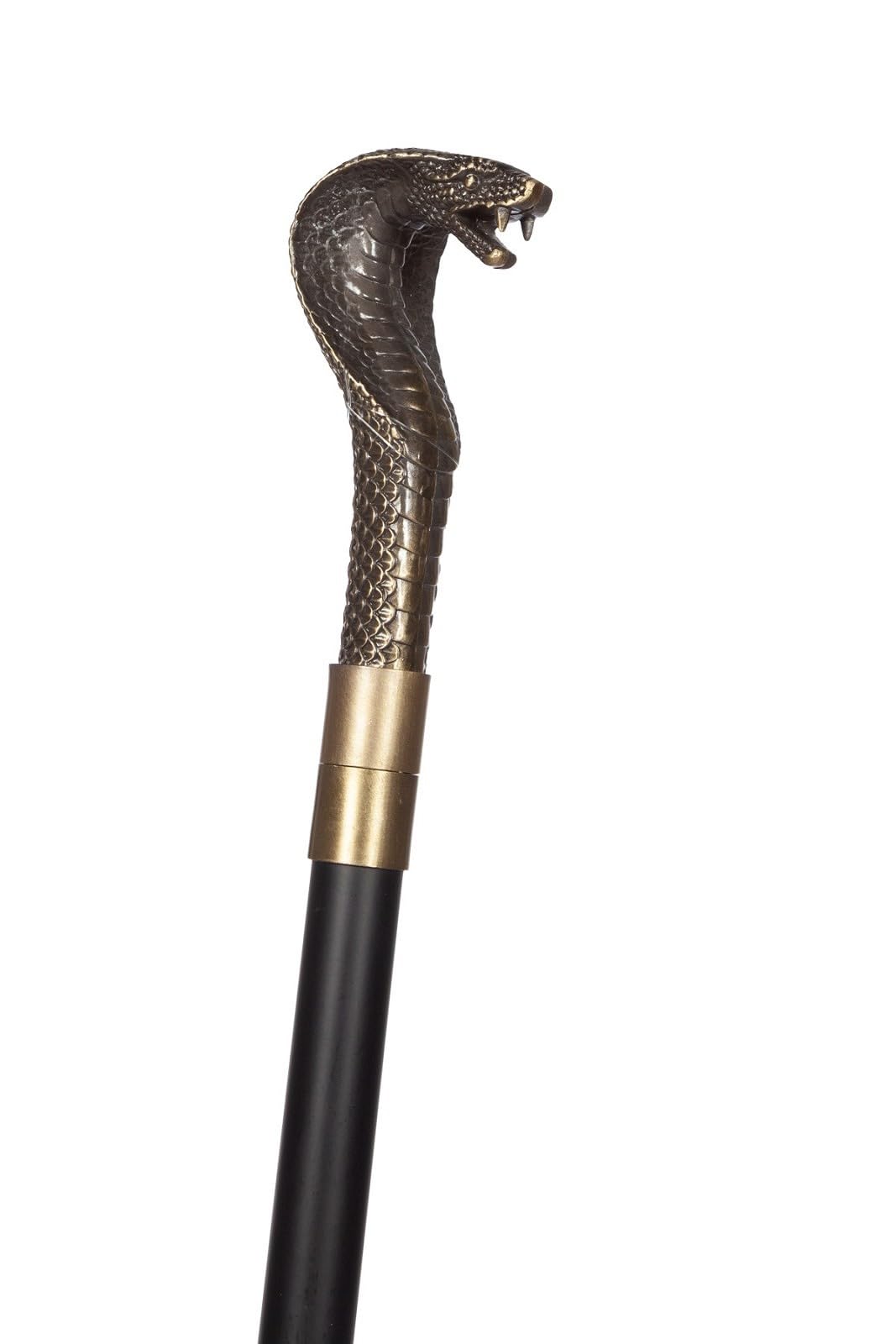 shoperama Gehstock mit Kobra-Griff aus Metall Spazierstock Schlange Gothic Steampunk Kostüm-Zubehör