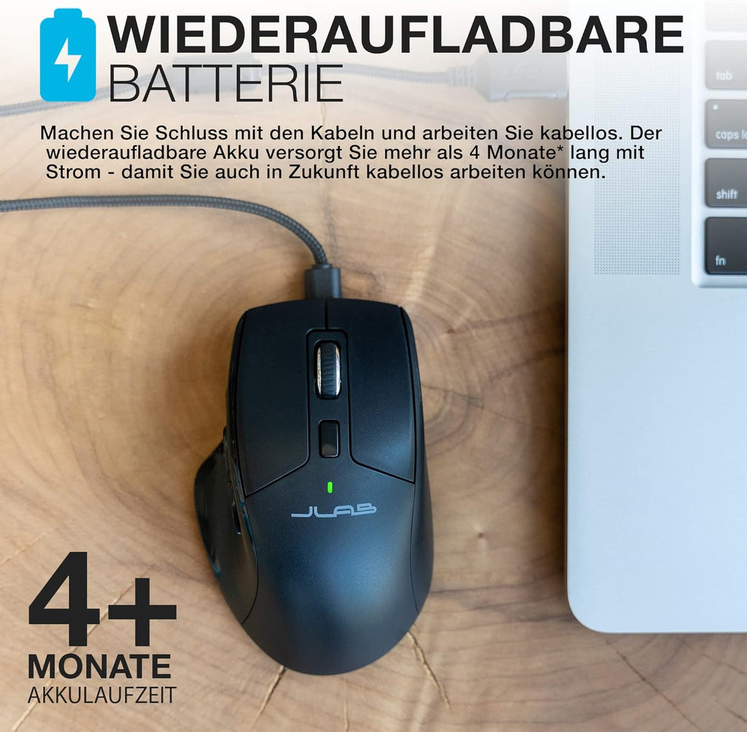 JLab JBuds Bluetooth Maus, Ergonomisches Design 7 Tasten, Bis zu DREI Benutzerprofile, JBuds