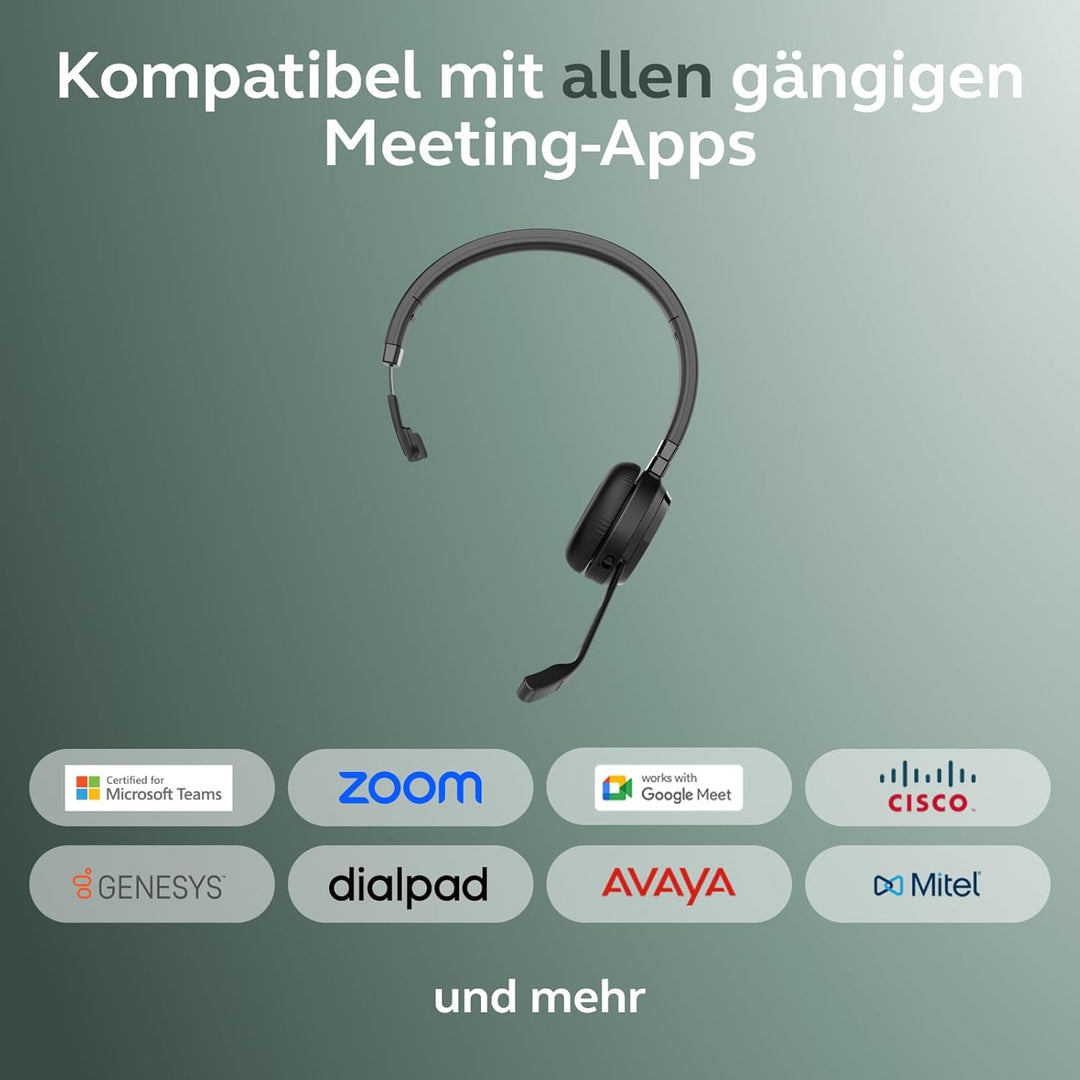 Jabra Evolve 65 TE (3. Ausgabe 2025) Kabelloses Bluetooth-Mono-Headset mit Geräuschunterdrückungs-Mi