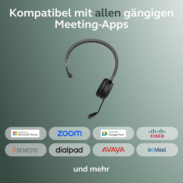 Jabra Evolve 65 TE (3. Ausgabe 2025) Kabelloses Bluetooth-Mono-Headset mit Geräuschunterdrückungs-Mi