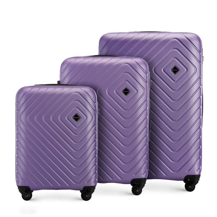 WITTCHEN Cube line Kofferset of 3 (S+M+L) ABS Mit Geometrischer Prägung 4 Lenkrollen Teleskopgriff K