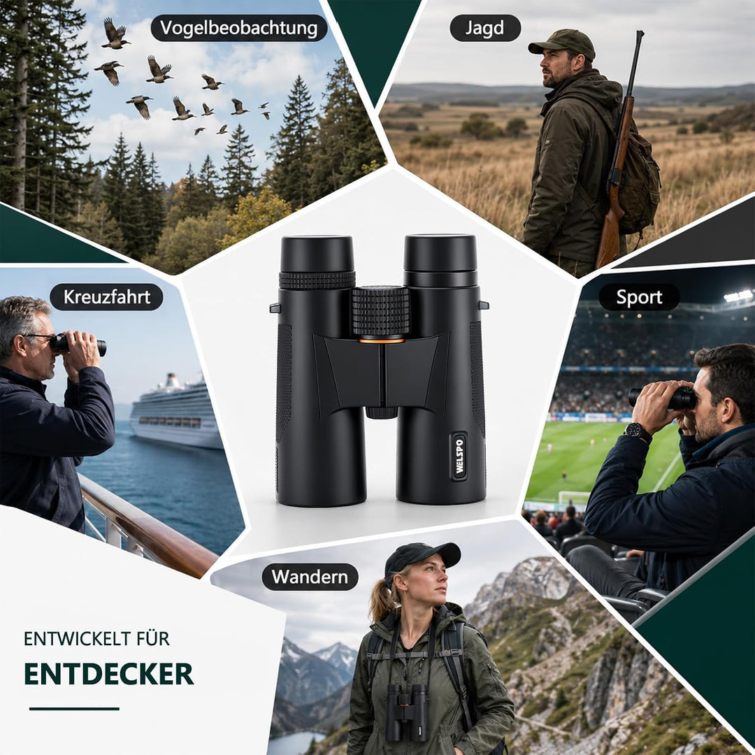 WELSPO Wasserdichtes Fernglas für Vogelbeobachtung, Reisen, Sternbeobachtung und Jagd