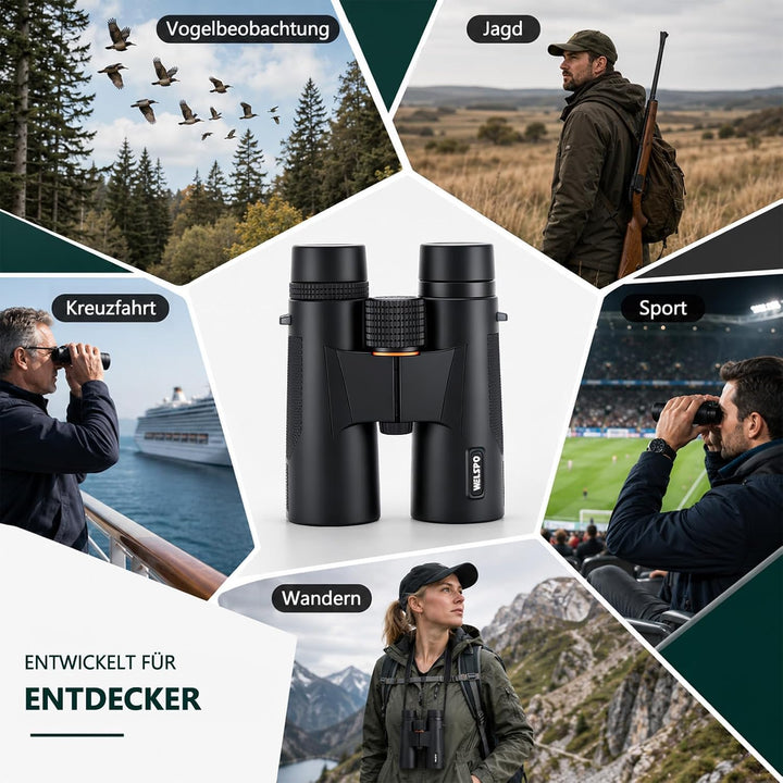 WELSPO Wasserdichtes Fernglas für Vogelbeobachtung, Reisen, Sternbeobachtung und Jagd