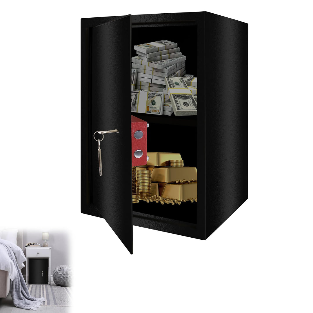 YRHome Möbeltresor Tresor Safe XL-35x31x50cm mit 2 Schlüssel-Schloss & Befestigungsschrauben Boden-W