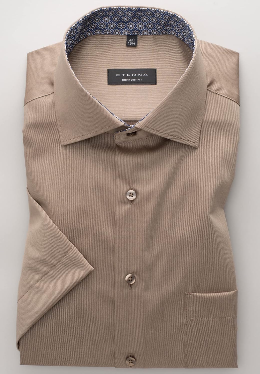 eterna Kurzarm Hemd Comfort Fit Twill unifarben